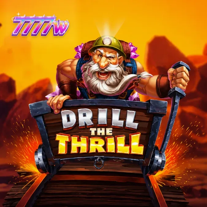 Tampilan visual slot Drill the Thrill dengan tema tambang dan simbol permata